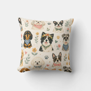 Cojín Decorativo Paquete de patrones de perro en acuarela
