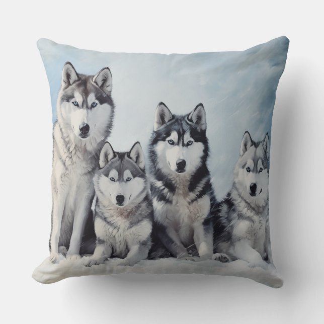 Cojín Decorativo Paquete Husky Siberian (Anverso)