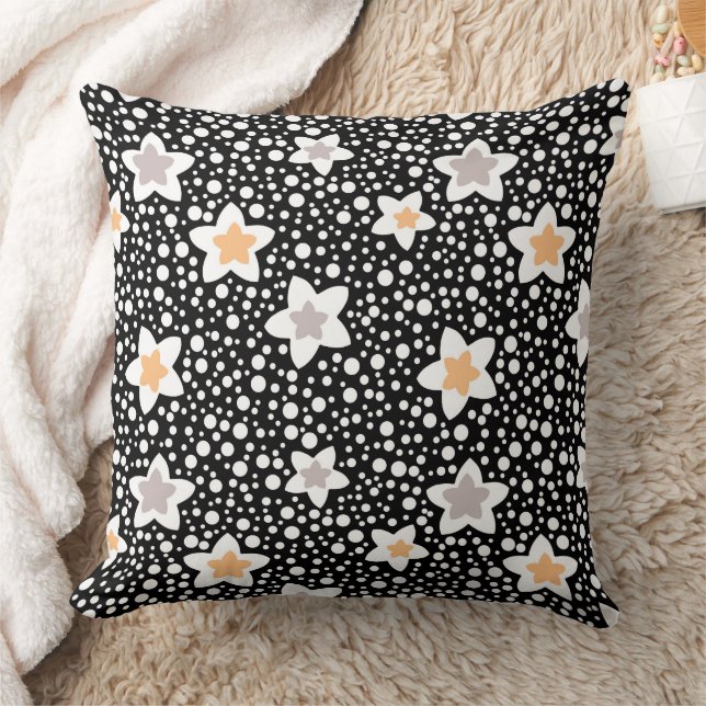 Cojín Decorativo Paquetes de polka negros y blancos retro con estre (Manta)