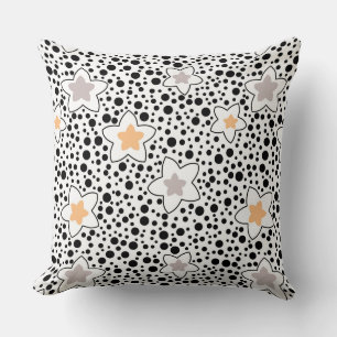 Cojín Decorativo Paquetes de polka negros y blancos retro con estre