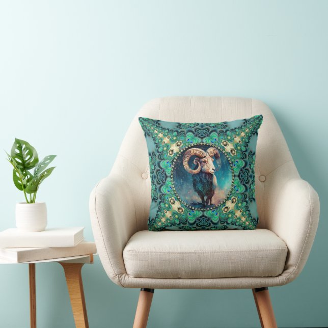 Cojín Decorativo Paquetes y Fracturas Azules Verdes Aries Zodiac ún (Silla)