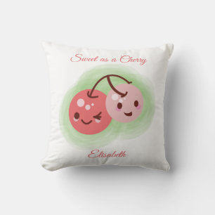 Cojín Decorativo Par de cerezas rosadas personalizadas