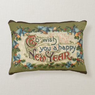 Cojín Decorativo Para desearle un feliz año nuevo, vintage victoria