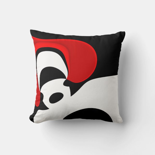 Cojín Decorativo Para el Sr. Redd: Abstracto Negro, Blanco y Rojo (Anverso)