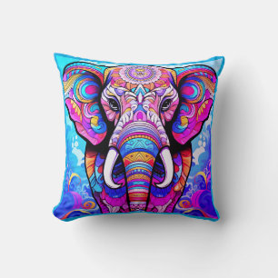Cojín Decorativo Para el vivero un elefante colorido en un encantad