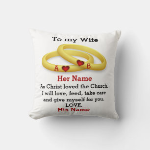 Cojín Decorativo Para mi esposa por su anillo de pareja de boda mon