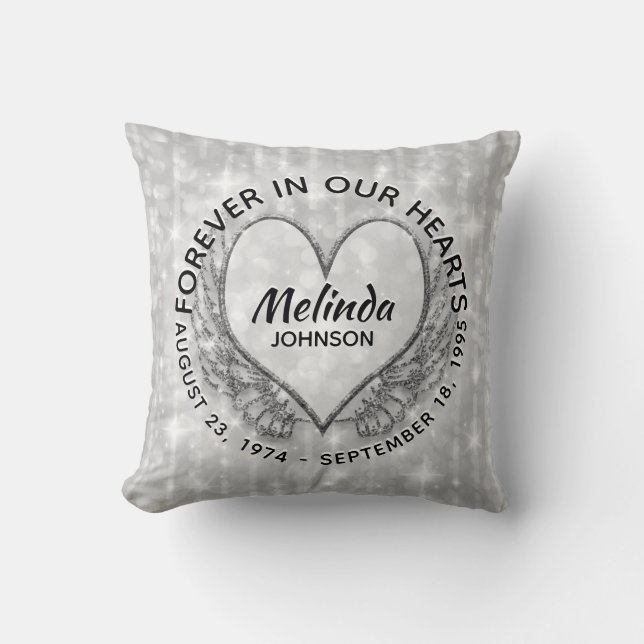 Cojín Decorativo Para siempre en nuestro monumento a los corazones (Anverso)