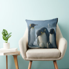 Cojín Decorativo Para una familia de pingüinos y un polluelo, manta