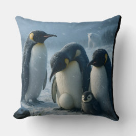 Cojín Decorativo Para una familia de pingüinos y un polluelo, manta