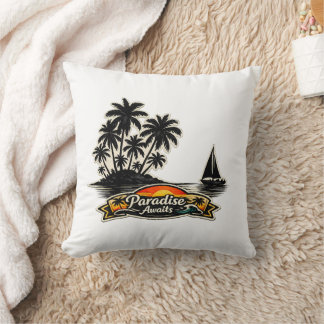 Cojín Decorativo 🏝️🌅 “Paradise Awaits” Tropical Pillow 🌴✨