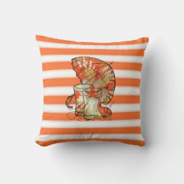 Cojín Decorativo Paraguas de mandarina y franja blanca y bota de ll