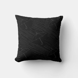 Cojín Decorativo Paraguas Lluvia Falso Bordado Puntos Negro