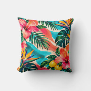 Cojín Decorativo Paraiso Botánico de Hibisco Tropical Arte