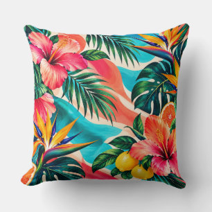 Cojín Decorativo Paraiso Botánico de Hibisco Tropical Arte