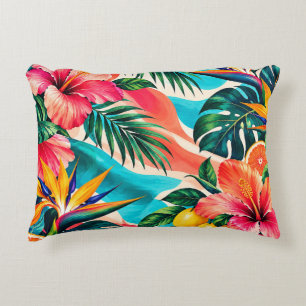 Cojín Decorativo Paraíso Botánico de Hibisco Tropical Arte