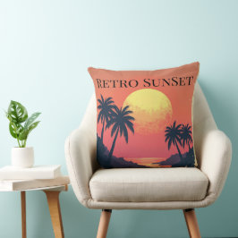 Cojín Decorativo Paraíso de atardecer retro - Escape tropical vinta