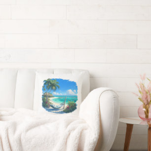 Cojín Decorativo Paraíso oceánico - Oasis de playa tropical