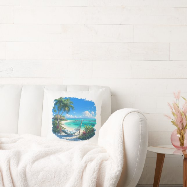 Cojín Decorativo Paraíso oceánico - Oasis de playa tropical (Sofá)