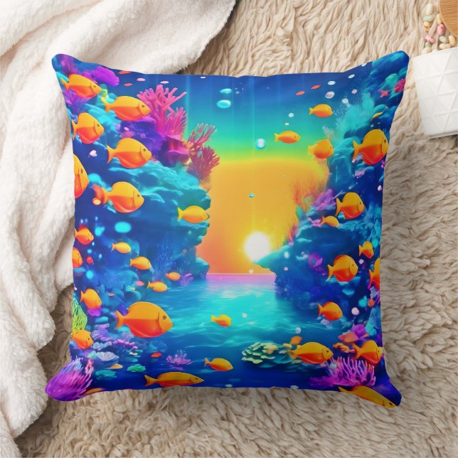 Cojín Decorativo Paraíso Subacuático Vibrante Encontrado (Manta)