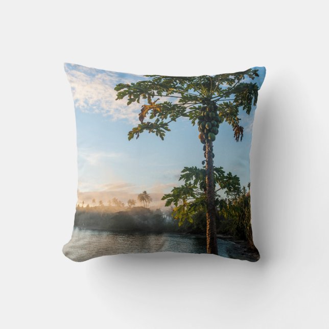 Cojín Decorativo Paraíso tropical al atardecer, Fiyi (Anverso)