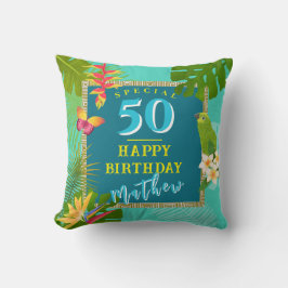 Cojín Decorativo Paraíso Tropical Anual Cumpleaños Verde azulado