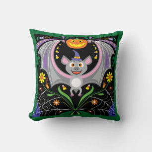 Cojín Decorativo Parche de Calabaza Batty Medianoche