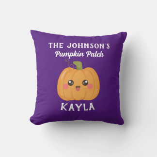 Cojín Decorativo Parche de calabaza de nombre familiar Kawaii Cute 