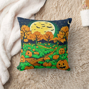 Cojín Decorativo Parche de calabaza espeluznante: noche Personaliza