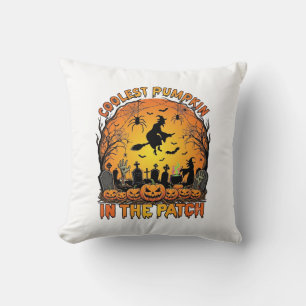 Cojín Decorativo Parche de Calabaza Más Cool Bruja de Halloween Ara