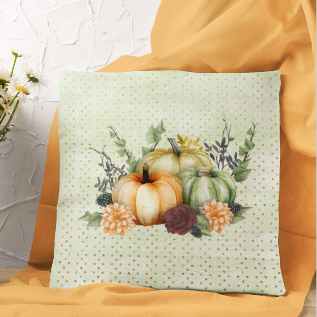 Cojín Decorativo Parche de Calabaza Verde Hermoso Brillo Otoño (Subido por el creador)