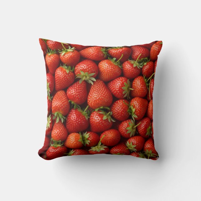 Cojín Decorativo Parche de Fresa Roja Jugosa (Anverso)