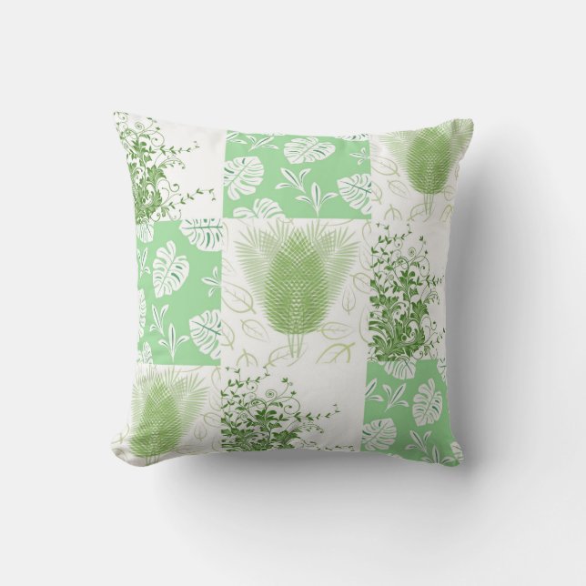 Cojín Decorativo Parche de hojas reversible (Anverso)