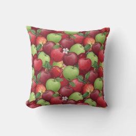 Cojín Decorativo Parche de Manzana Roja Dulce y Verde Crujiente