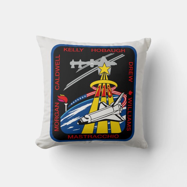 Cojín Decorativo Parche de misión STS-118 (Anverso)