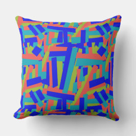 Cojín Decorativo Parches abstractos de coral azul verde brillante y