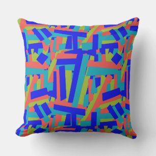 Cojín Decorativo Parches abstractos de coral azul verde brillante y