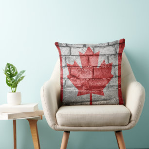 Cojín Decorativo Pared de bandera de Canadá