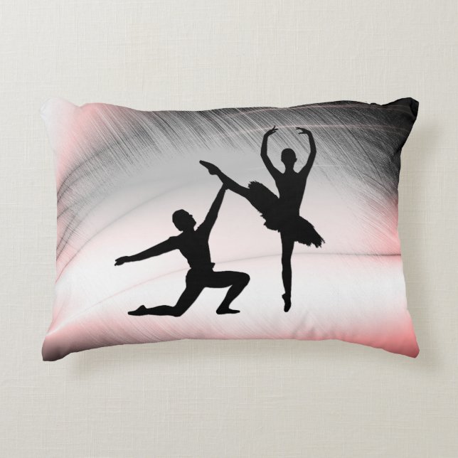 Cojín Decorativo Pareja de baile de ballet con acento rosa (Anverso)