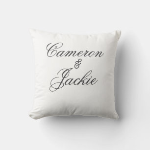 Cojín Decorativo Pareja de boda elegante simple nombre caligrafía e