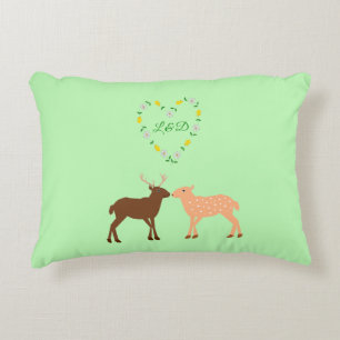 Cojín Decorativo Pareja de ciervos y Personalizado del corazón de m