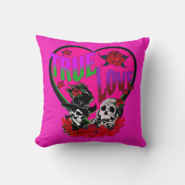 Cojín Decorativo Pareja de cráneo de Personalizado rosa de amor ver