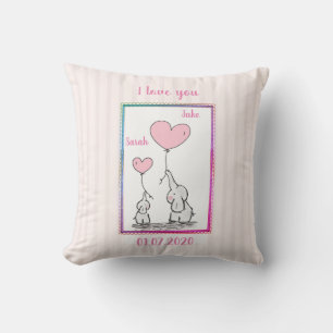 Cojín Decorativo Pareja de elefante rosa dulce