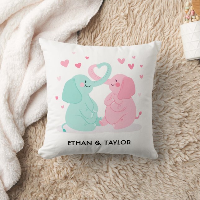 Cojín Decorativo Pareja de elefantes lindos San Valentín personaliz (Manta)