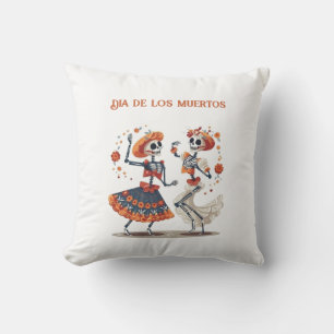 Cojín Decorativo Pareja de Esqueleto Bailando Custom Día de los Mue