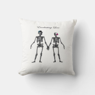 Cojín Decorativo Pareja de esqueleto gótico (antiguo rosa) Clásico