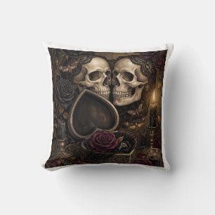 Cojín Decorativo Pareja de Esqueleto Gótico Romance Oscuro Rosa Vic