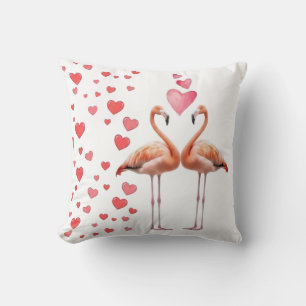 Cojín Decorativo Pareja de flamencos románticos con decoración de c