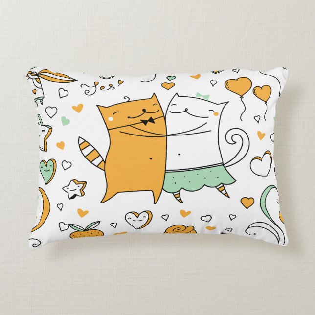 Cojín Decorativo Pareja de gatos antiguos: iconos perfectos. (Anverso)