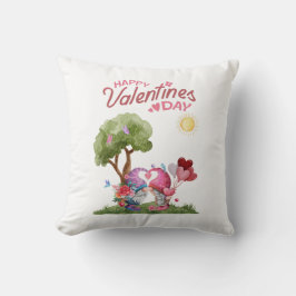 Cojín Decorativo Pareja de Gnomos de Acuarela del Día de San Valent
