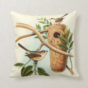 Cojín Decorativo Pareja de pájaro en nido posada en una rama